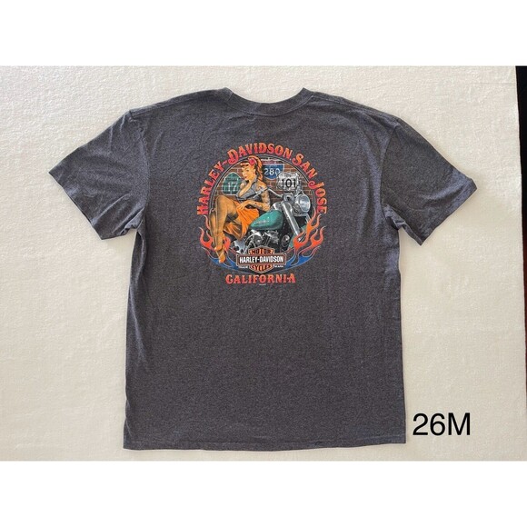Harley‎ Davidson Pin Up Retro Girl Size XL Men’s Shirt San José, California - Picture 1 of 9